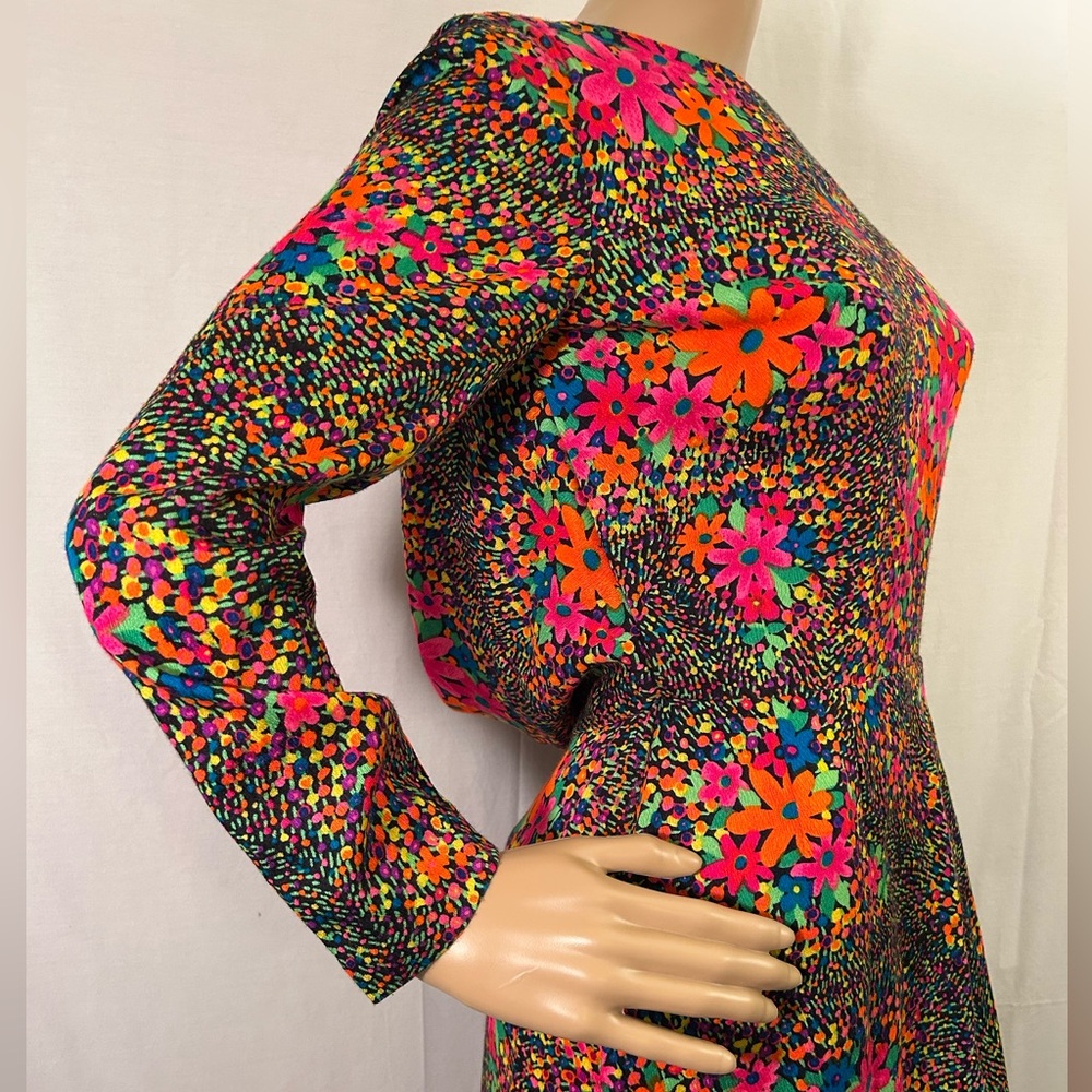 Sun Fashions of Hawaii Vintage Floral Long Sleeve Scoop Back Maxi Dress Size 8 - Picture 6 of 10